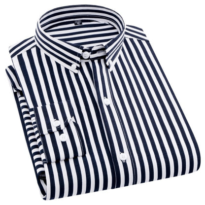 AOLIWEN brand men spring autumn navy blue yellow and white printed shirt casual anti wrinkle comfortable long sleeve slim shirts
