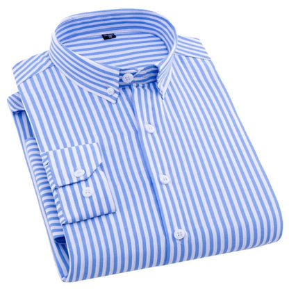 AOLIWEN brand men spring autumn navy blue yellow and white printed shirt casual anti wrinkle comfortable long sleeve slim shirts