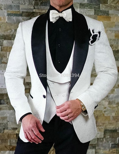 maoxiangshop Mens Wedding Suits Italian Design Custom Made Black Smoking Tuxedo Jacket 3 Piece Groom Terno Suits For Men