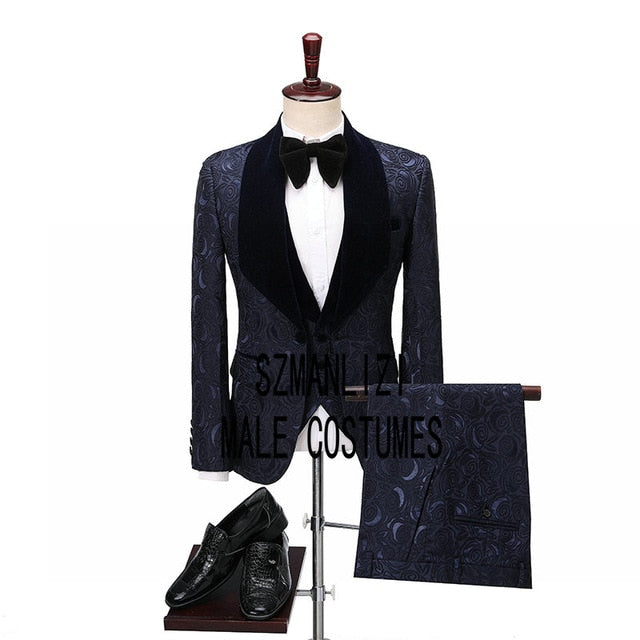 maoxiangshop Mens Wedding Suits Italian Design Custom Made Black Smoking Tuxedo Jacket 3 Piece Groom Terno Suits For Men