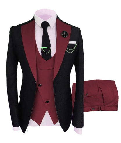 maoxiangshop Mens Wedding Suits Italian Design Custom Made Black Smoking Tuxedo Jacket 3 Piece Groom Terno Suits For Men