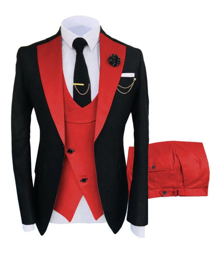 maoxiangshop Mens Wedding Suits Italian Design Custom Made Black Smoking Tuxedo Jacket 3 Piece Groom Terno Suits For Men