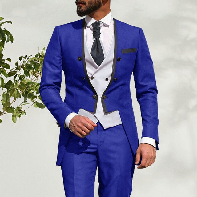 maoxiangshop Mens Wedding Suits Italian Design Custom Made Black Smoking Tuxedo Jacket 3 Piece Groom Terno Suits For Men