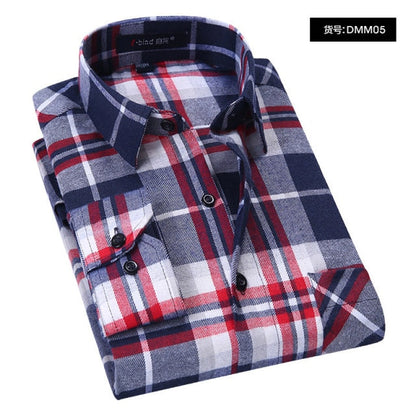 Plaid Shirt New Autumn Winter Flannel Red Checkered Shirt Men Shirts Long Sleeve Chemise Homme Cotton Male Check Shirts