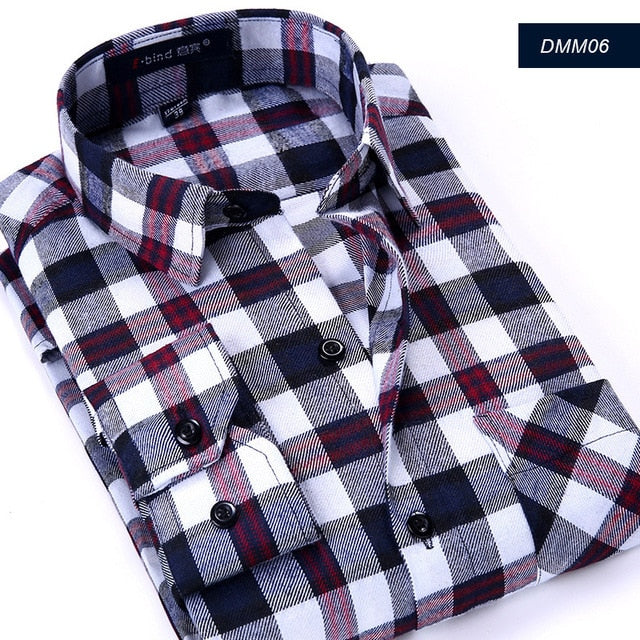 Plaid Shirt New Autumn Winter Flannel Red Checkered Shirt Men Shirts Long Sleeve Chemise Homme Cotton Male Check Shirts