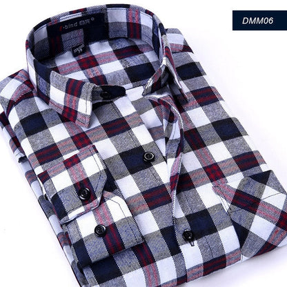 Plaid Shirt New Autumn Winter Flannel Red Checkered Shirt Men Shirts Long Sleeve Chemise Homme Cotton Male Check Shirts