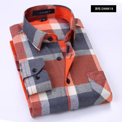 Plaid Shirt New Autumn Winter Flannel Red Checkered Shirt Men Shirts Long Sleeve Chemise Homme Cotton Male Check Shirts