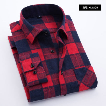 Plaid Shirt New Autumn Winter Flannel Red Checkered Shirt Men Shirts Long Sleeve Chemise Homme Cotton Male Check Shirts