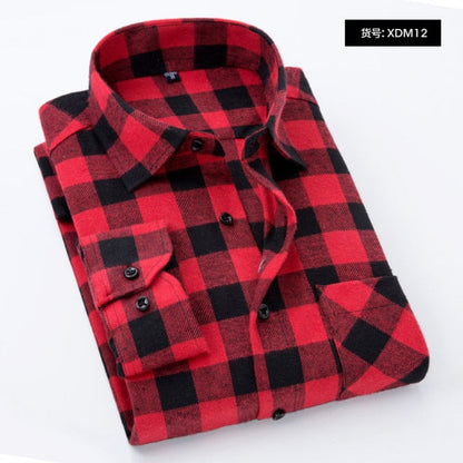 Plaid Shirt New Autumn Winter Flannel Red Checkered Shirt Men Shirts Long Sleeve Chemise Homme Cotton Male Check Shirts