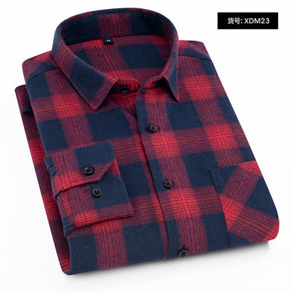 Plaid Shirt New Autumn Winter Flannel Red Checkered Shirt Men Shirts Long Sleeve Chemise Homme Cotton Male Check Shirts