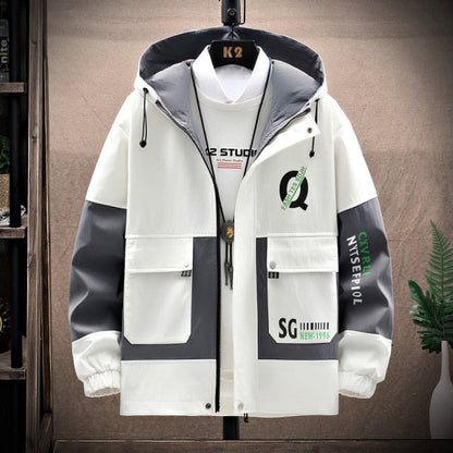 maoxiangshop Men's Windbreaker Jackets Youth Korea Fashion Print Casual Coat Male Clothing Spring Autumn Jackets Men