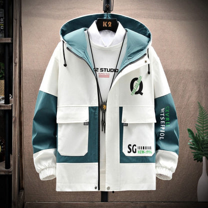 maoxiangshop Men's Windbreaker Jackets Youth Korea Fashion Print Casual Coat Male Clothing Spring Autumn Jackets Men