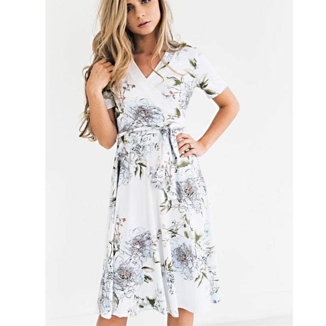 Women's Summer Bohemian Floral Loose Empire Fashion Dress Casual Sundress Long Elegant Ruffle High Waist Women Aesthetic Dresses