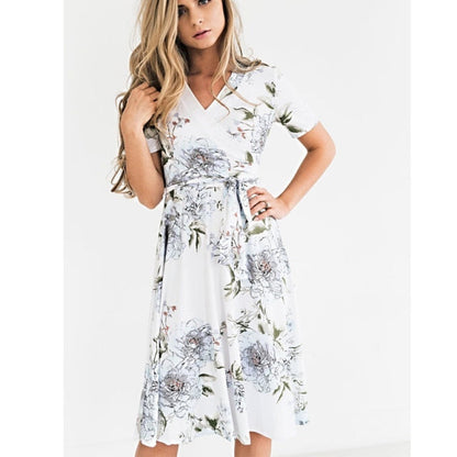 Women's Summer Bohemian Floral Loose Empire Fashion Dress Casual Sundress Long Elegant Ruffle High Waist Women Aesthetic Dresses