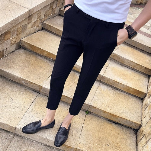 Spring Summer New Men Suit Pants Fashion Boutique Solid Color Men's Social Trousers Pantalon Men's Slim Dress Trousers Mens