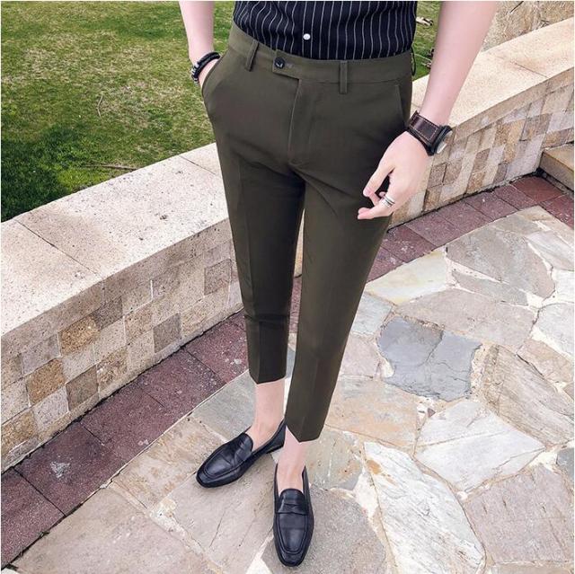 Spring Summer New Men Suit Pants Fashion Boutique Solid Color Men's Social Trousers Pantalon Men's Slim Dress Trousers Mens