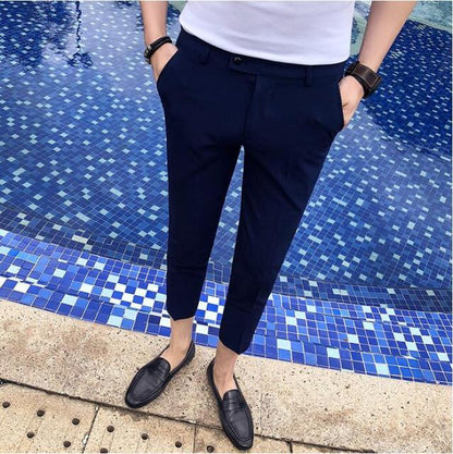 Spring Summer New Men Suit Pants Fashion Boutique Solid Color Men's Social Trousers Pantalon Men's Slim Dress Trousers Mens