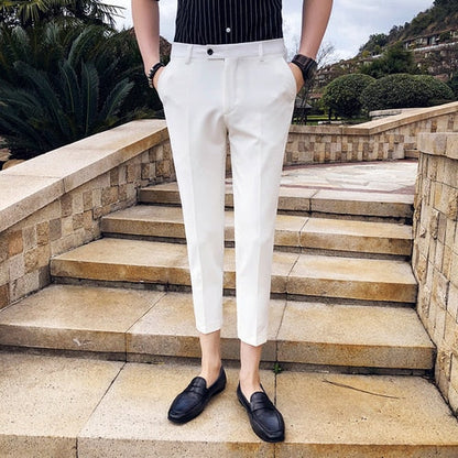 Spring Summer New Men Suit Pants Fashion Boutique Solid Color Men's Social Trousers Pantalon Men's Slim Dress Trousers Mens