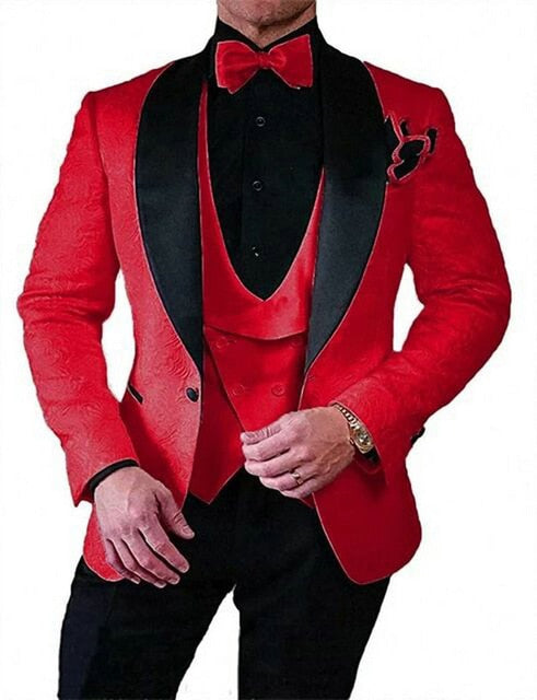 maoxiangshop Mens Wedding Suits Italian Design Custom Made Black Smoking Tuxedo Jacket 3 Piece Groom Terno Suits For Men