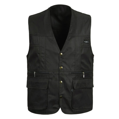 Men Multi-Pocket Classic Waistcoat Male Sleeveless Unloading Solid Coat Work Vest Photographer Mesh Vest Jacket