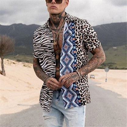 Hot Sale Summer New Men's Clothing Europe America Loose Casual Trend Printing Short Sleeve Shirt Cardigan Shirts for Men