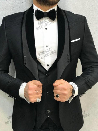 maoxiangshop  Men's Suit Fashion Formal Business Slim Fit 3-Pieces White Blazers Burgundy Pant Men's Tuxedo Wedding Men Suits Groom Suit