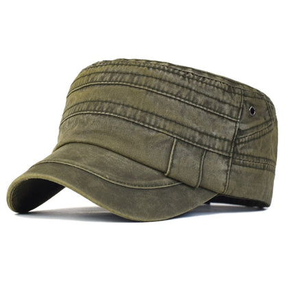 maoxiangshop Washed Cotton Caps Men Cadet Cap Unique Design Vintage Flat Top Hat