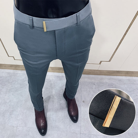 Spring Summer Men Pants Slim Korean Men Elasticity Casual Pants Fashion Business Dress Pants Male Wedding Party Suit Pant