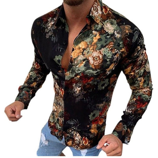 Luxury Royal Shirt Men Casual Slim Fit Long Sleeve Men Paisley Print Shirt Camisa Social Masculina Manga Longa Prom Party Shirt