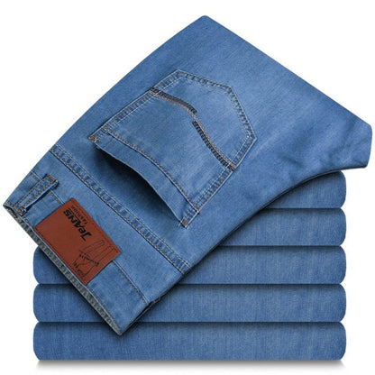 Spring Autumn Men's Smart Elastic Jeans Business Fashion Straight Regular Stretch Denim Trousers Men Jeans Plus Size 28-40