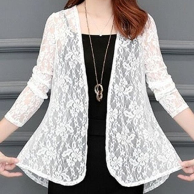 Women Blous Summer Kimono Tops Fashion Woman Blouses White Lace Blouse Shirt Long Sleeve Women Shirts Blusas Femininas