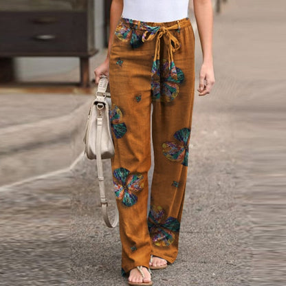 Vintage Printed Pants Women's Autumn Trousers ZANZEA Casual Elastic Waist Pantalon Palazzo Female Drawstring Long Turnip