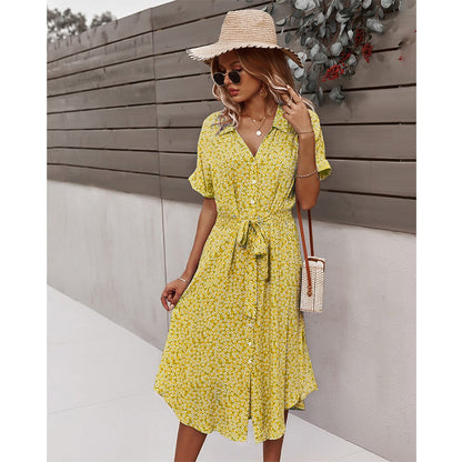 Dresses For Women Casual Short Sleeve Beach Dresses Women's Summer Holiday Sundress Floral Long Dress Tunics Robe Femmle