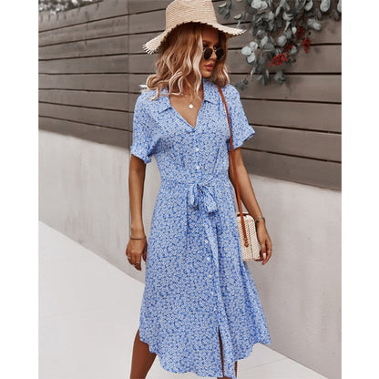 Dresses For Women Casual Short Sleeve Beach Dresses Women's Summer Holiday Sundress Floral Long Dress Tunics Robe Femmle