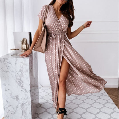 Dresses For Women Casual Short Sleeve Beach Dresses Women's Summer Holiday Sundress Floral Long Dress Tunics Robe Femmle