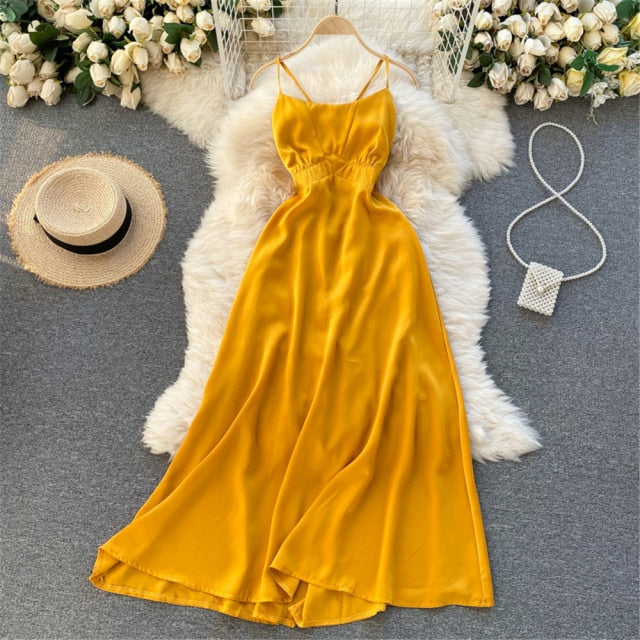 Women Sexy Satin Evening Dress Summer Off Shoulder High Waist Party Long Dresses Female Elegant Beach Robe Vestidos