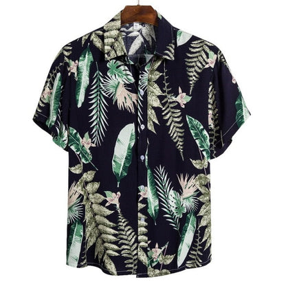 Summer Pure Cotton Mens Hawaiian Shirt Printed Short Sleeve Big Us Size Hawaii Flower Beach Floral Patterns