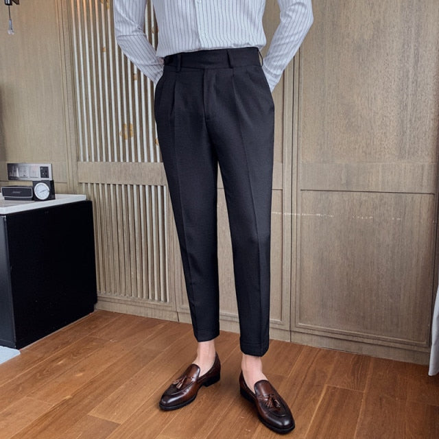 maoxiangshop Fashion Men Business Dress Pants Solid Color Office Social Wedding Streetwear Casual Suit Pants Slim Fit Trousers Costume Homme