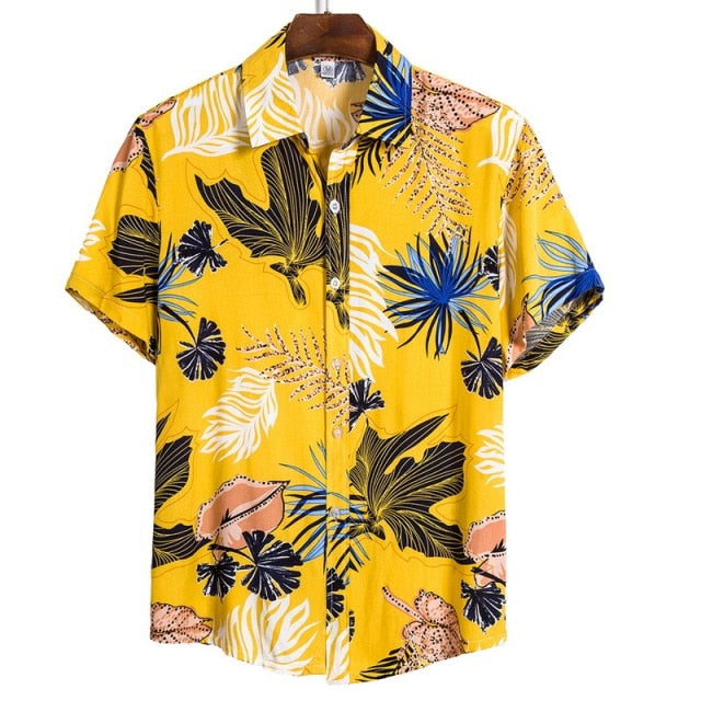 Summer Pure Cotton Mens Hawaiian Shirt Printed Short Sleeve Big Us Size Hawaii Flower Beach Floral Patterns