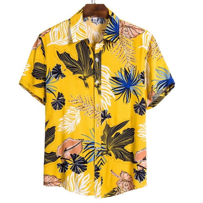 Summer Pure Cotton Mens Hawaiian Shirt Printed Short Sleeve Big Us Size Hawaii Flower Beach Floral Patterns