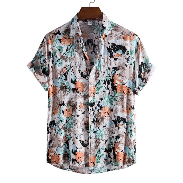 Summer Pure Cotton Mens Hawaiian Shirt Printed Short Sleeve Big Us Size Hawaii Flower Beach Floral Patterns