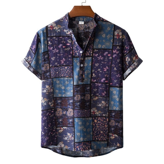 Summer Pure Cotton Mens Hawaiian Shirt Printed Short Sleeve Big Us Size Hawaii Flower Beach Floral Patterns