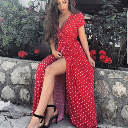 Bobo Women Dark Blue Boho Loose Sleeveless Holiday Dot Print Long Maxi Dress Evening Party Beach Dresses Summer Sundress