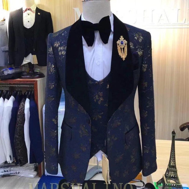 maoxiangshop Newest Men Suits 3 Piece Set Best Suit for Wedding Tuxedo Groom Best Man Blazer Singer Stage Dress Mariage Pant Vest Jacket