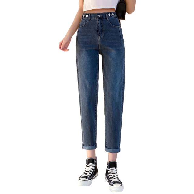 White Women's Jeans Korean Fashion High Waist Straight Skinny Casual Denim Trousers Trend Vintage Female Pants Spring New