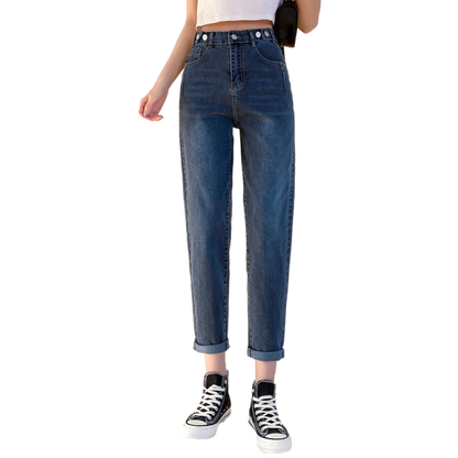 White Women's Jeans Korean Fashion High Waist Straight Skinny Casual Denim Trousers Trend Vintage Female Pants Spring New