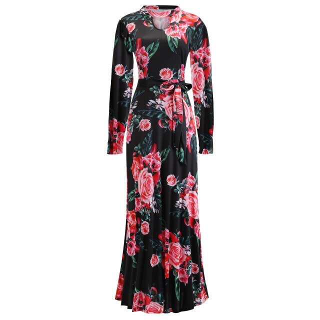 Vintage Floral Print Short Sleeve Long Dress Summer Casual Slim Women New Elegant Belt Bodycon Party Robe Holiday Maxi Vestidos