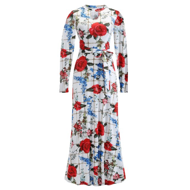 Vintage Floral Print Short Sleeve Long Dress Summer Casual Slim Women New Elegant Belt Bodycon Party Robe Holiday Maxi Vestidos