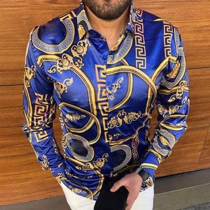 maoxiangshop Casual Loose Turn-down Collar Mens Shirts Vintage Printing Button Short Sleeve Tops Summer Men Clothing Fashion Streetwear