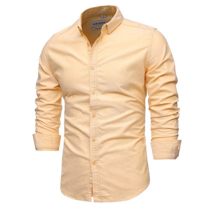 9 Colors New 100% Cotton Oxford Shirt Men Spring Casual Men Shirt Long Sleeve  Slim Fit Dress Shirts Men's Social Shirt